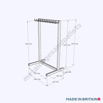 Technical drawing of lifting sling rack stillage.